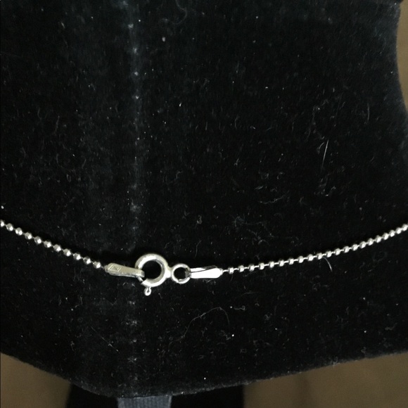 .925 SS Bead Necklace And Diamond Pendant - Picture 3 of 3